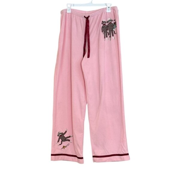 Nick & Nora Women's Sock Monkey Sleepwear Pants Pink Vintage Size Large NWT - Picture 1 of 10